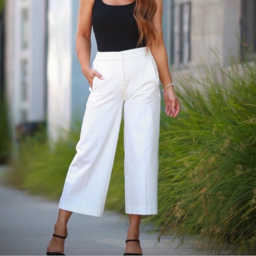 LOFT White Cropped Wide-Leg Pants